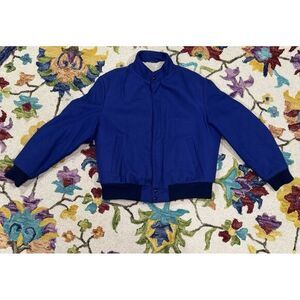 VTG Field & Stream Blue Wool Sherpa Lined Coat Men Large Chore Utility *see pics